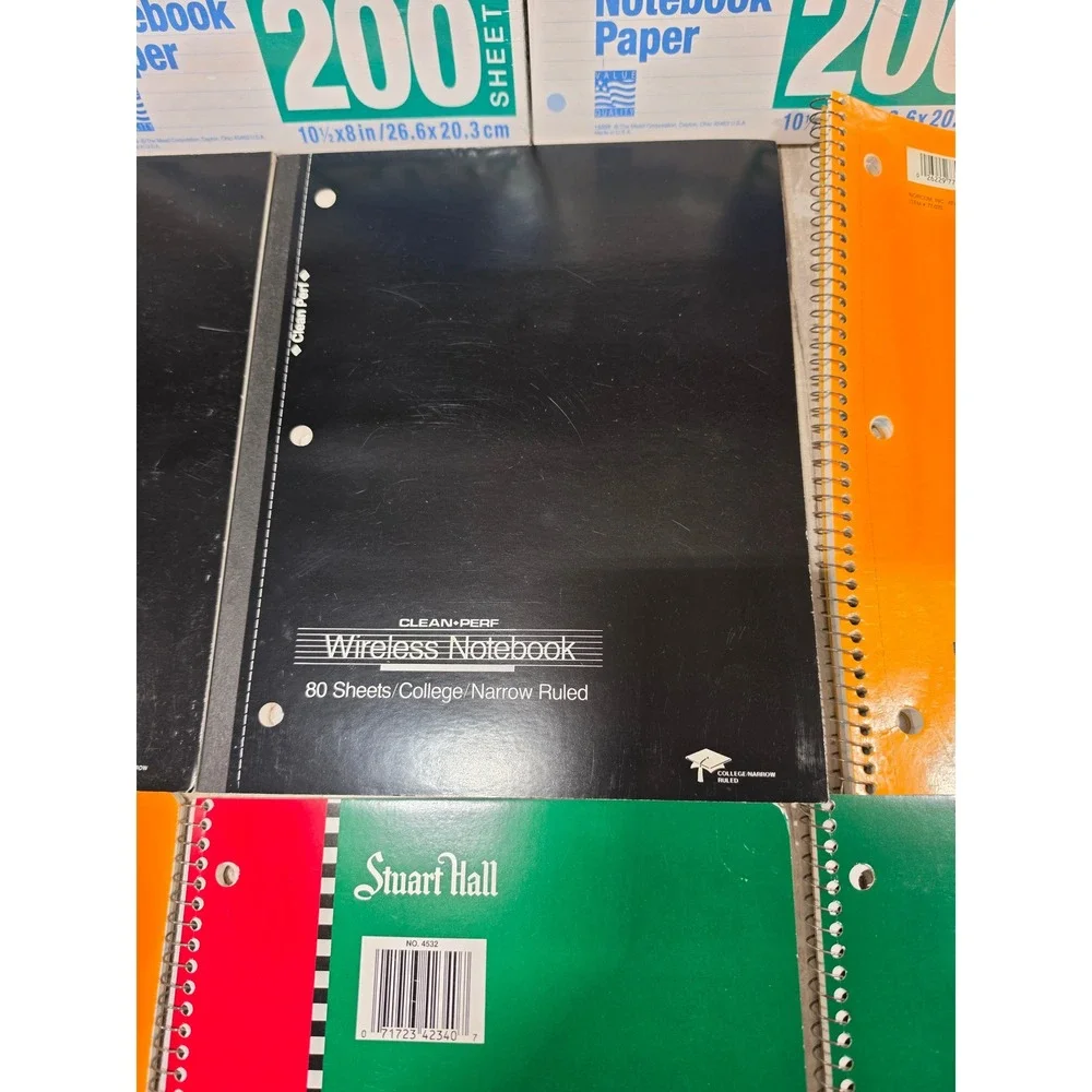 Mead Norcom Stuart Hall Notebook Bundle College Wide Ruled Paper Lot 8ct READ